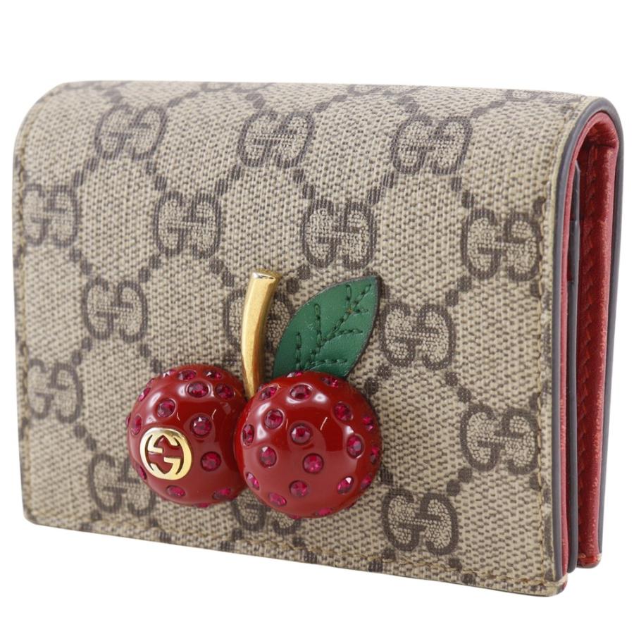 グッチ GGスプリーム チェリー 476050 PVC コンパクトウォレット GUCCI（グッチ） チェリー コンパクトウォレット 476050 二つ折り財布