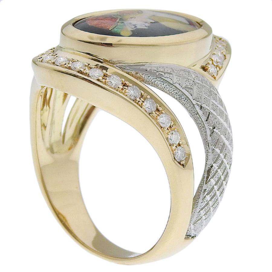 梶光夫 MITSUO KAJI K18 エマーユ リング 指輪 梶光夫MITSUO KAJI K18YG Pt900 ダイヤエマーユ指輪