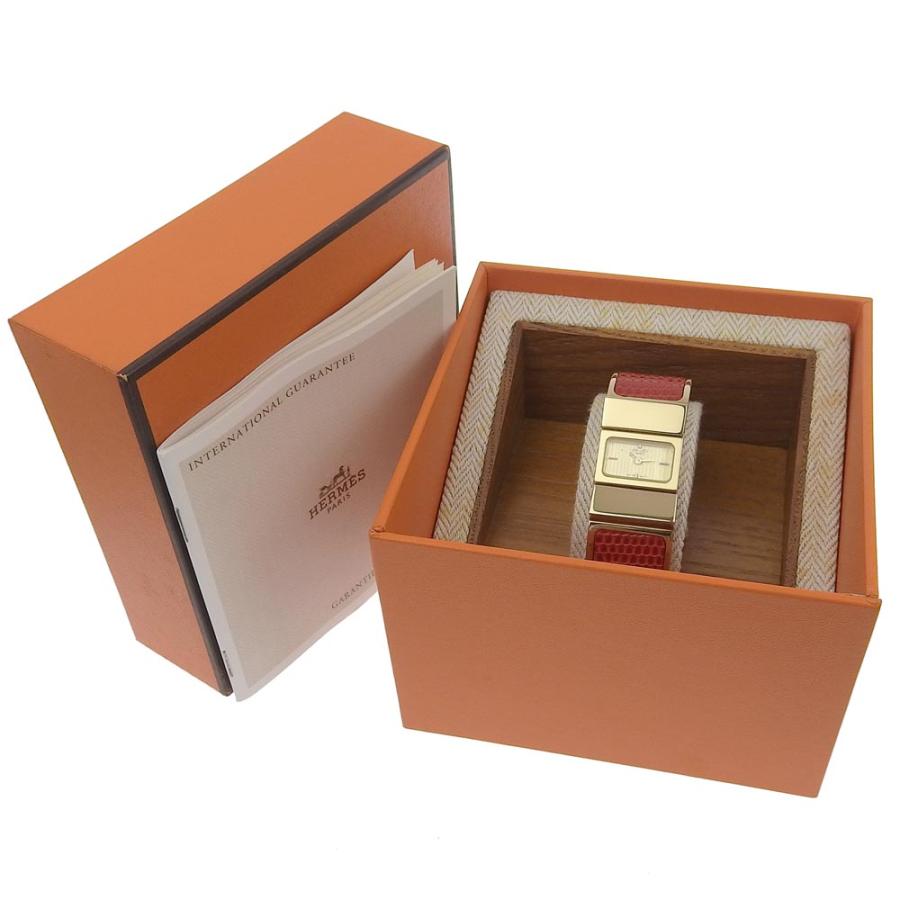 HERMES（エルメス） ロケ L01.201 腕時計 金メッキ×リザード クオーツ