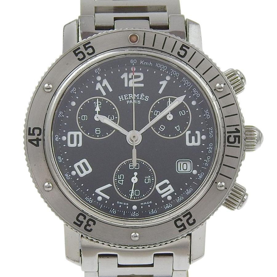 HERMES エルメス クリッパー CL2.910 腕時計 SS クオーツ クロノグラフ  
