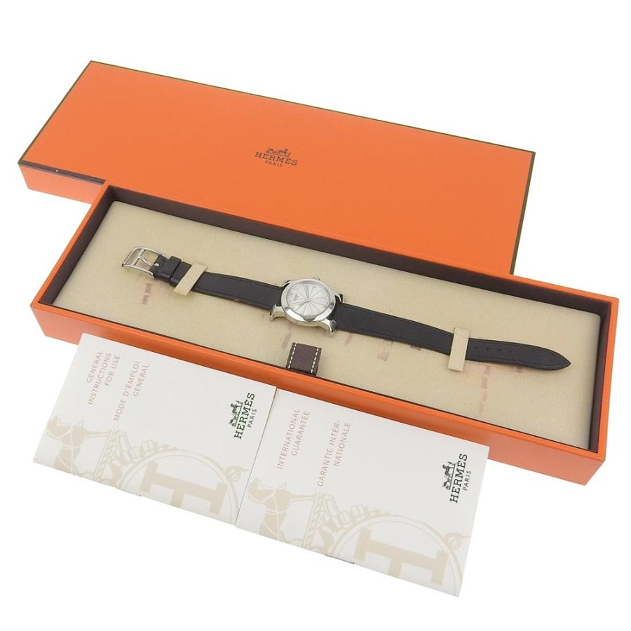 HERMES エルメス Hウォッチロンド HR1.210 ?J 腕時計 SS×型押し