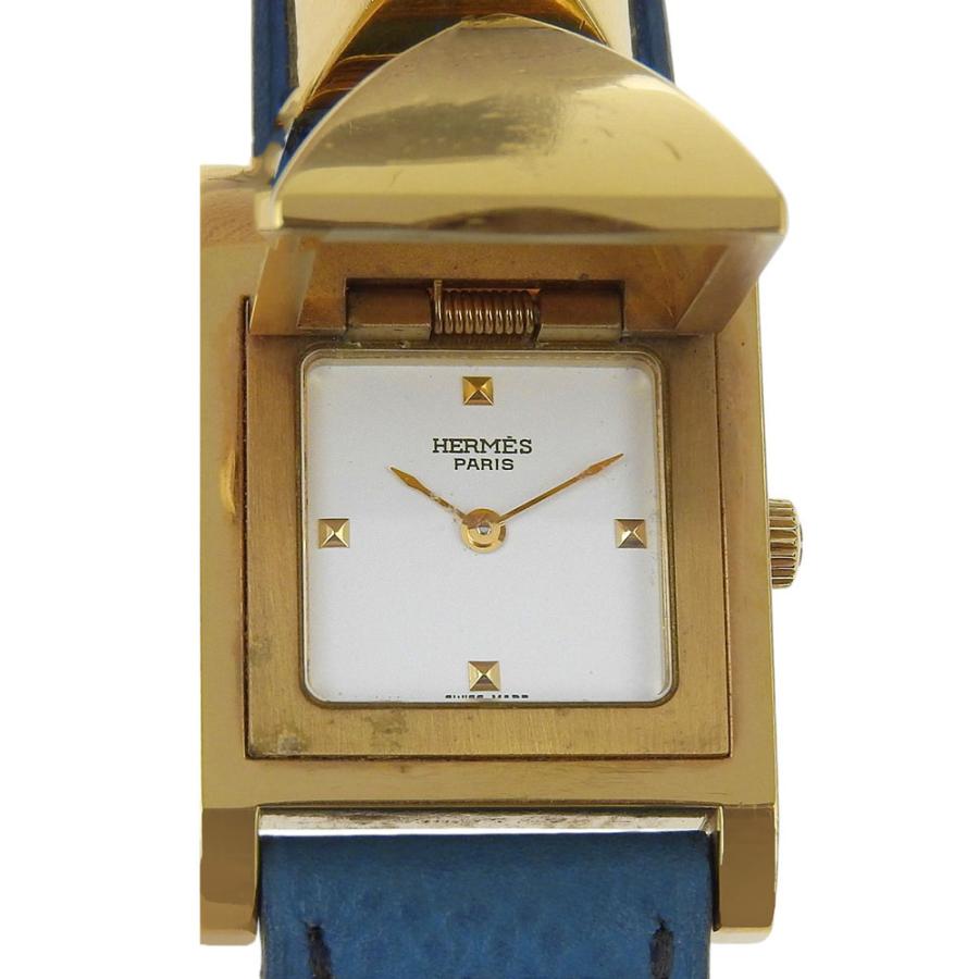 HERMES エルメス メドール 〇Y 腕時計 SS×レザー クオーツ アナログ  