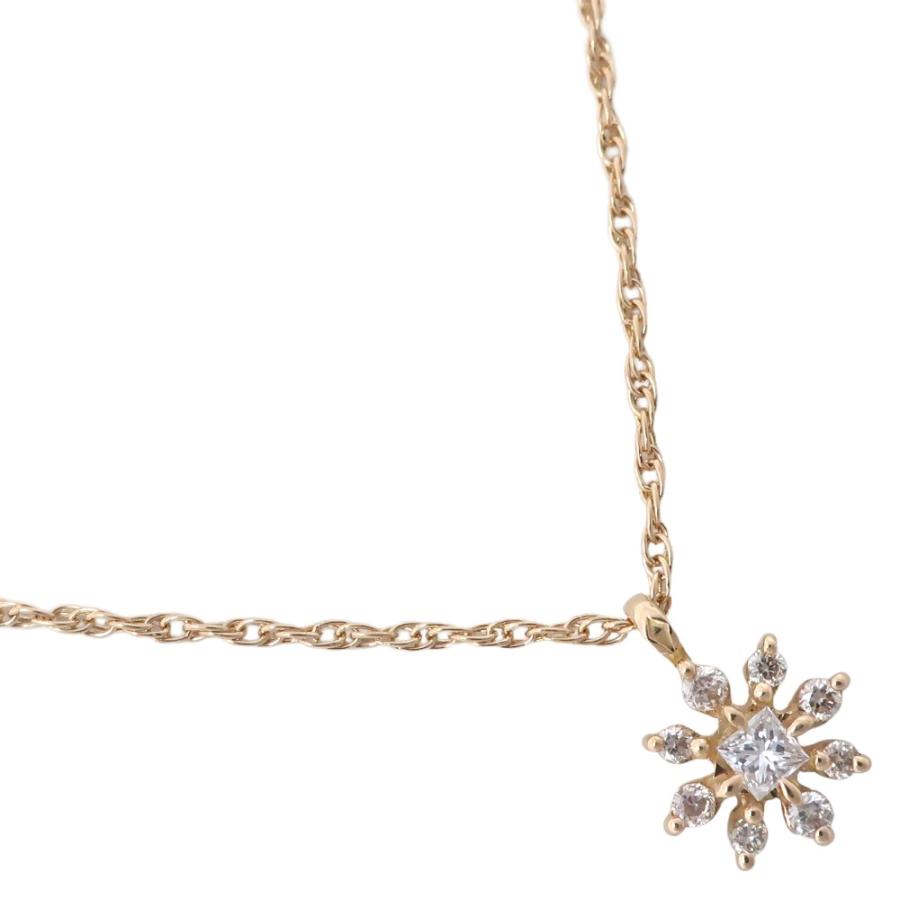 agete（アガット） フラワー 0.11 ネックレス K18YG×ダイヤモンド 約