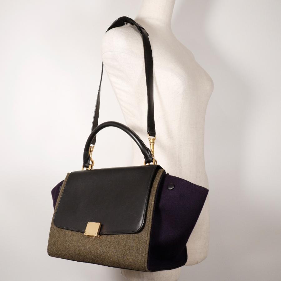 CELINE（セリーヌ） トラペーズ ハンドバッグ フェルト×カーフ