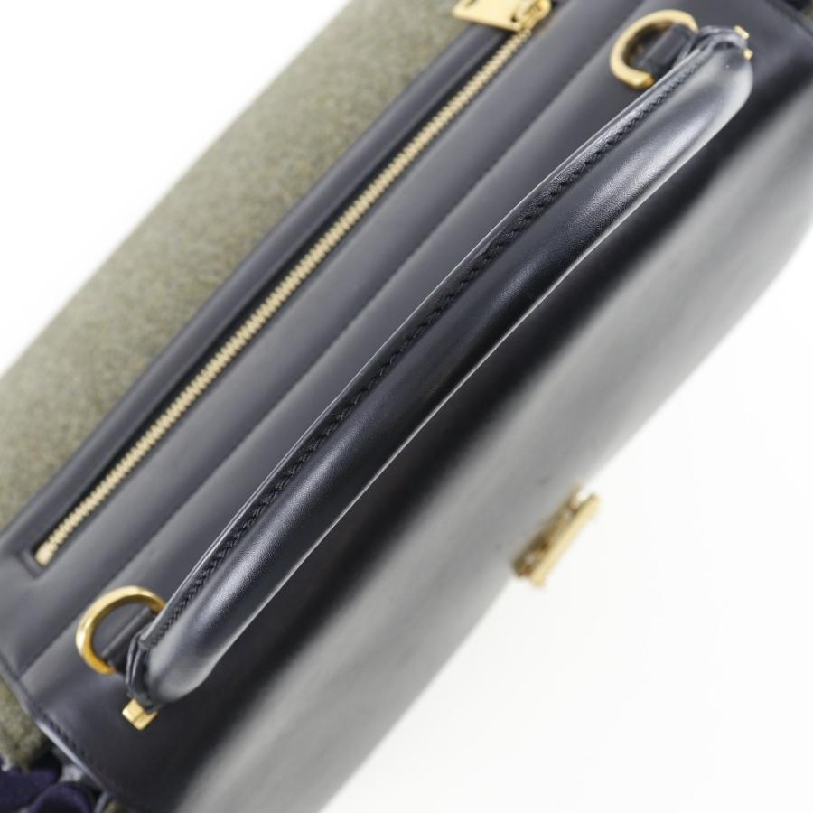 CELINE（セリーヌ） トラペーズ ハンドバッグ フェルト×カーフ 黒 