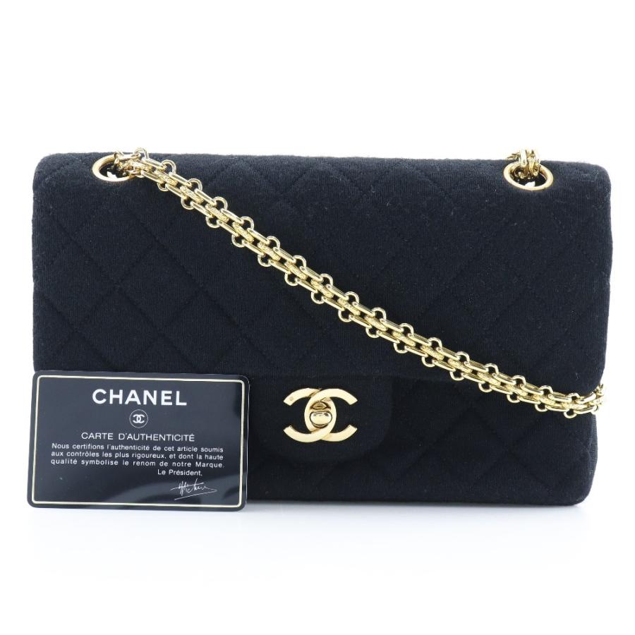 【CHANEL】シャネル チェーンショルダー マトラッセ ダブルフラップ ジャージ 黒 レディース ショルダーバッグ CHANEL（シャネル） チェーンショルダー マトラッセ ダブルフラップ