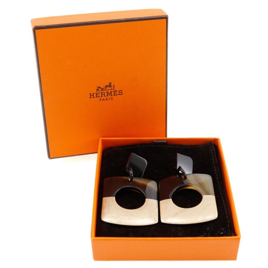 HERMES（エルメス） ダルヴァ バイカラー ピアス バッファローホーン 