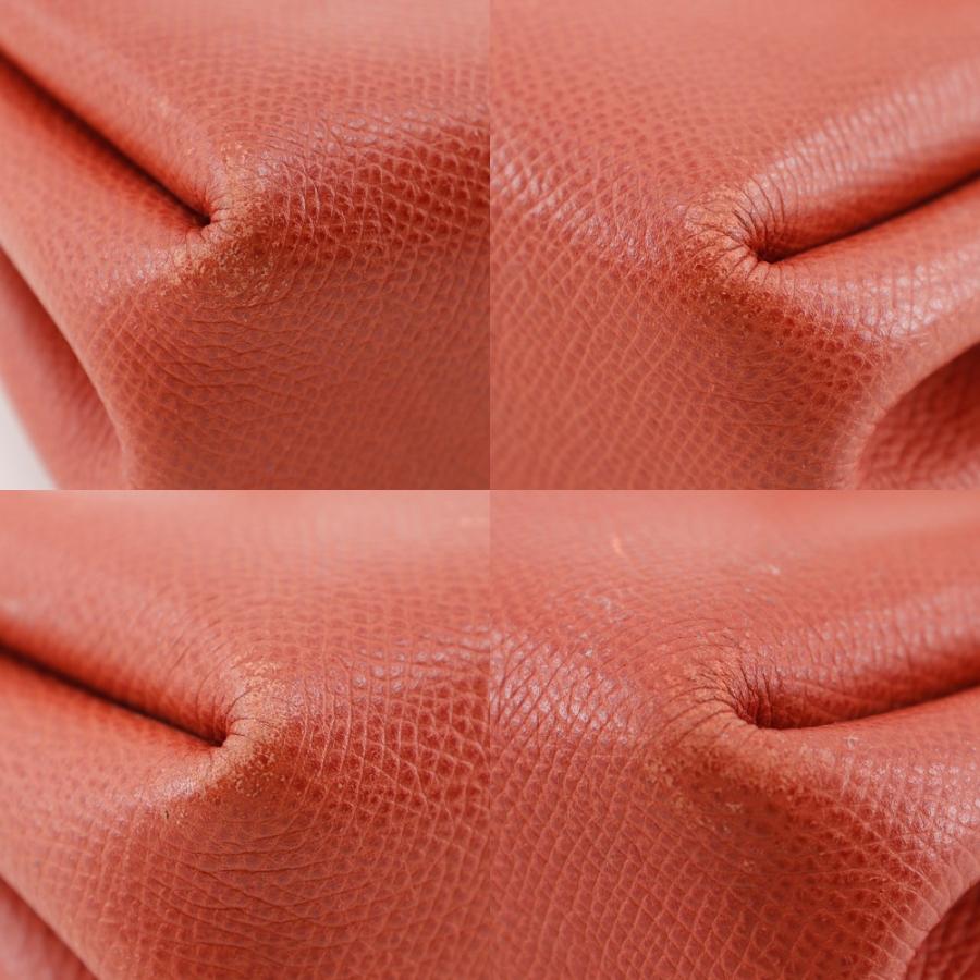 HERMES エルメス ヴェスパポーチ 巾着 □G ポーチ レザー オレンジ  