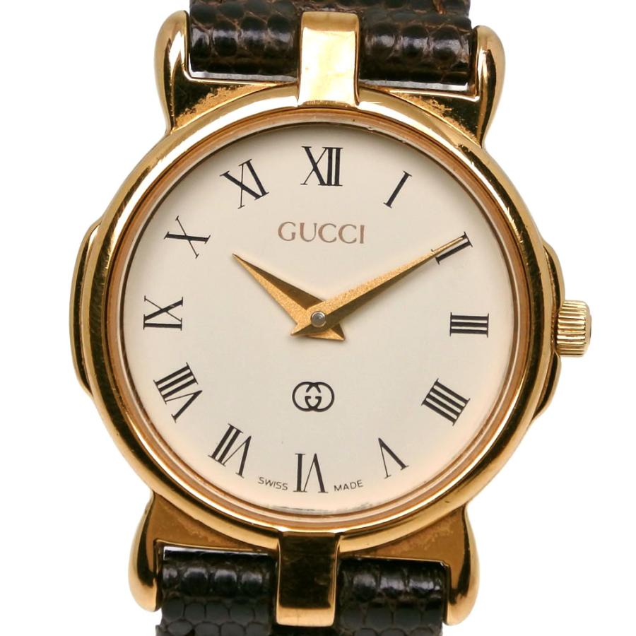 GUCCI（グッチ） 3400L 腕時計 金メッキ×リザード レディース 