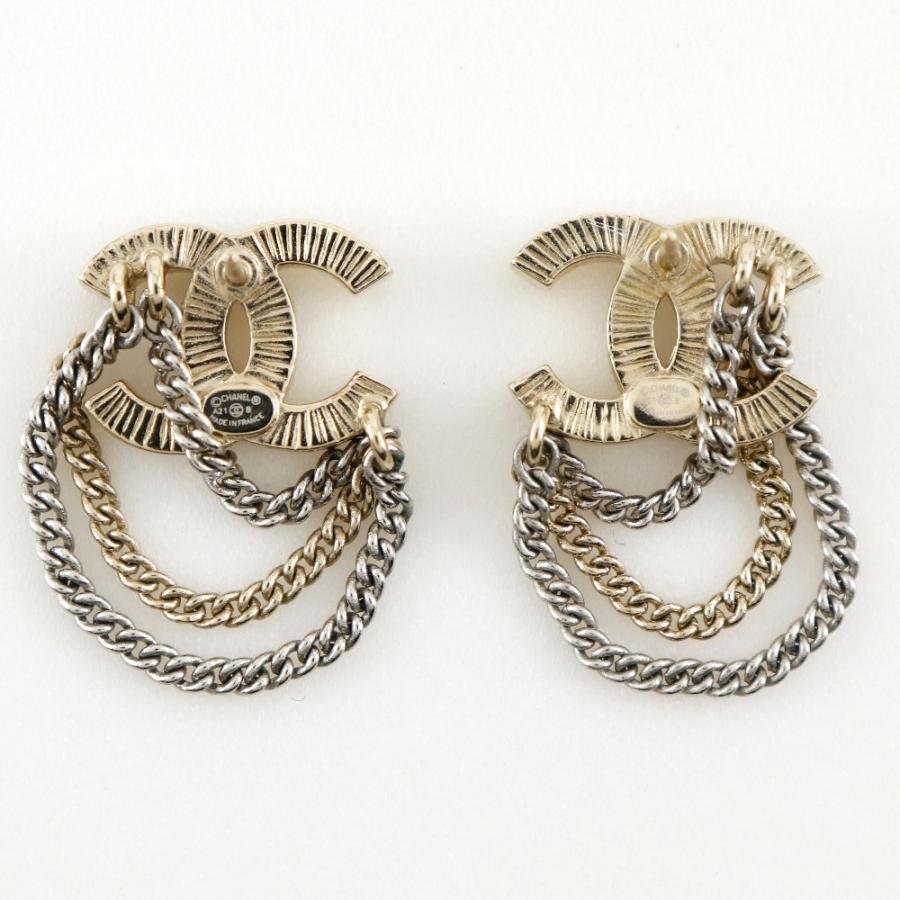 CHANEL シャネル ココマーク チェーン A21B ピアス× メタル×ライン