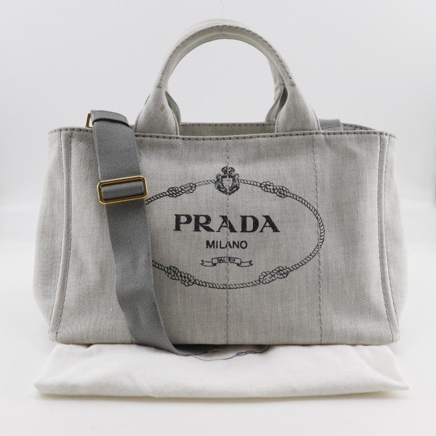 PRADA（プラダ） カナパ 三角ロゴプレート 1BG439 ハンドバッグ デニム
