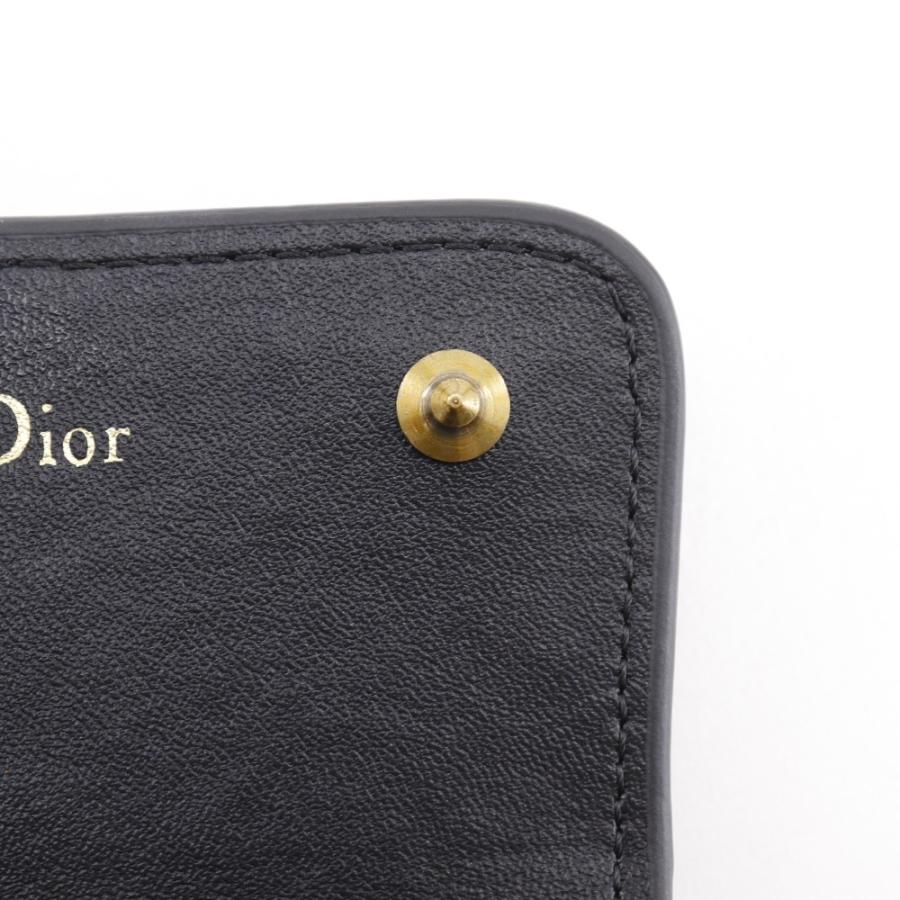 Dior ディオール コンパクトウォレット 三つ折り財布 カーフ 黒  