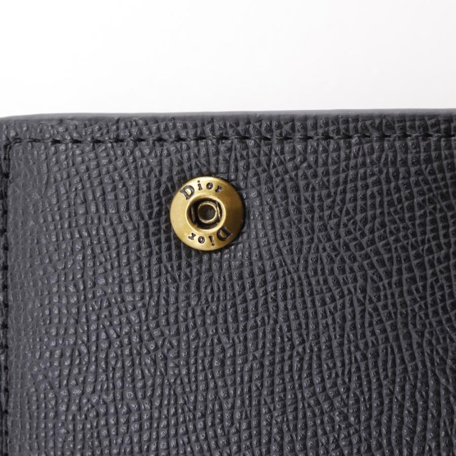 Dior ディオール コンパクトウォレット 三つ折り財布 カーフ 黒  