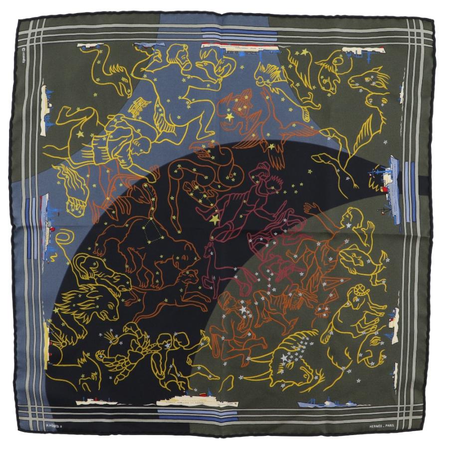 HERMES エルメス カレ45 プチカレ 星座 船 オリオン プチカレ 星座 船 オリオン シルク HERMES（エルメス） カレ45 プチカレ 星座 船 オリオン 希少デザイン