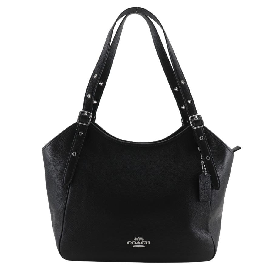 COACH コーチ MEADOW SHOULDER BAG CM074 レザー 黒 シルバー トートバッグ レディース 【中古】 COACH（コーチ） MEADOW SHOULDER BAG CM074 トートバッグ レザー 黒