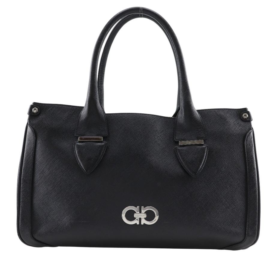 Salvatore Ferragamo サルヴァトーレフェラガモ ガンチーニ サフィアーノ調 DY-21 7814 レザー 黒 Salvatore Ferragamo サルヴァトーレフェラガモ ガンチーニ