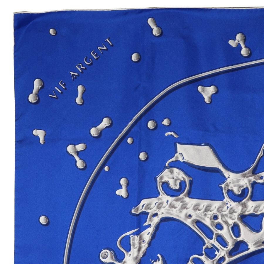 HERMES エルメス カレ90 VIF ARGENT 銀の雫 シルク ホワイト スカーフ レディース 【中古】 HERMES（エルメス） カレ90 VIF ARGENT 銀の雫 スカーフ シルク