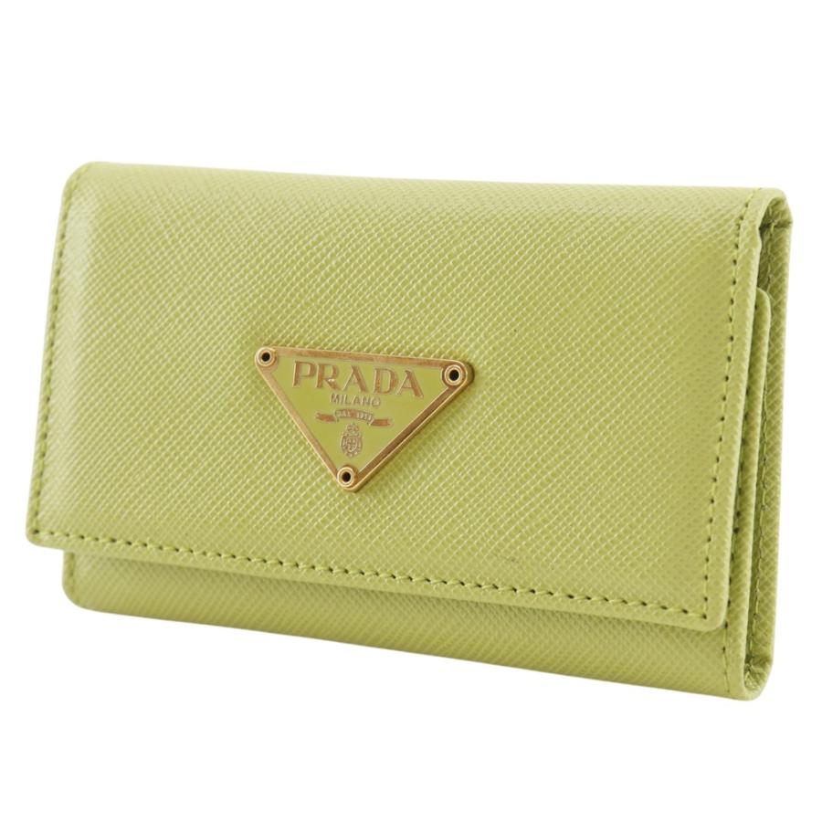 PRADA（プラダ） サフィアーノ 6連 三角ロゴ キーケース レザー 緑