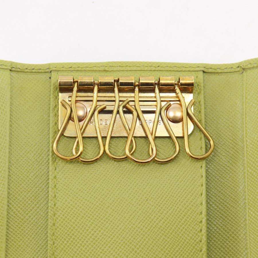 PRADA（プラダ） サフィアーノ 6連 三角ロゴ キーケース レザー 緑