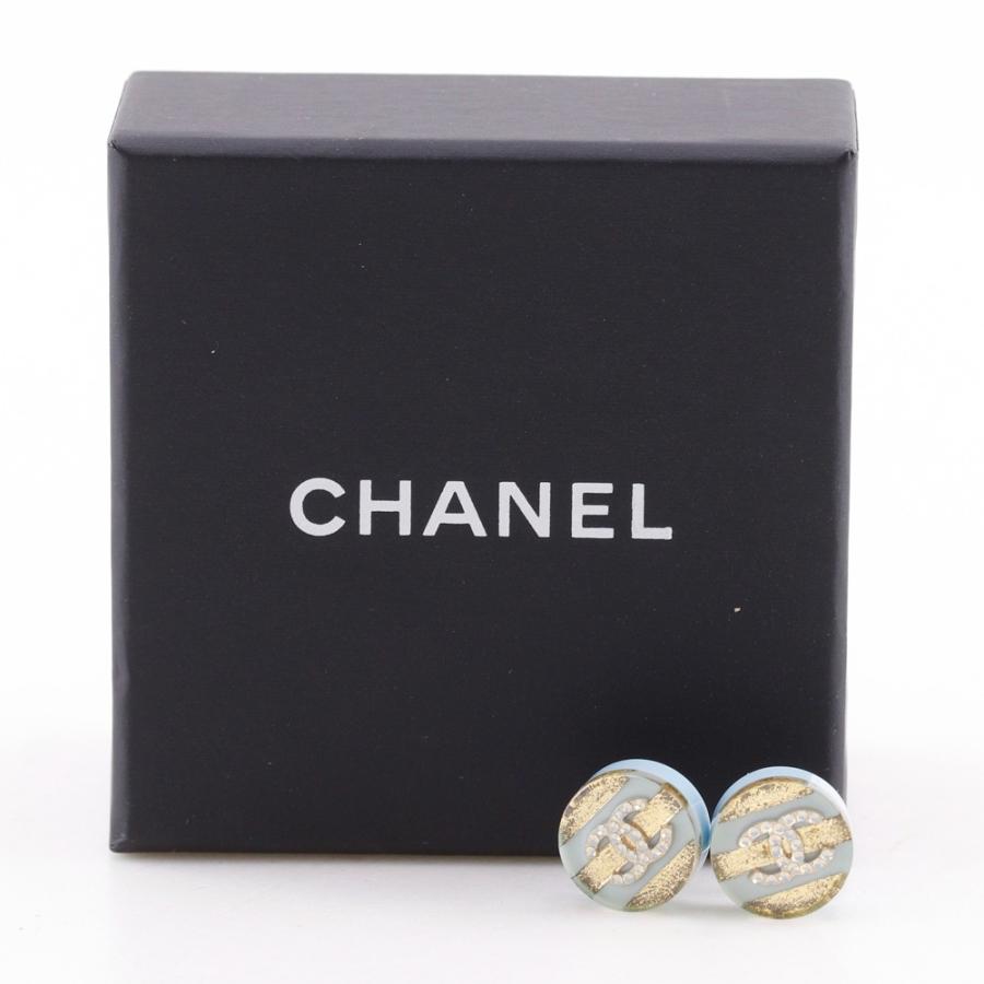 CHANEL（シャネル） ロゴ ココマーク ストライプ 13C ピアス 樹脂系 