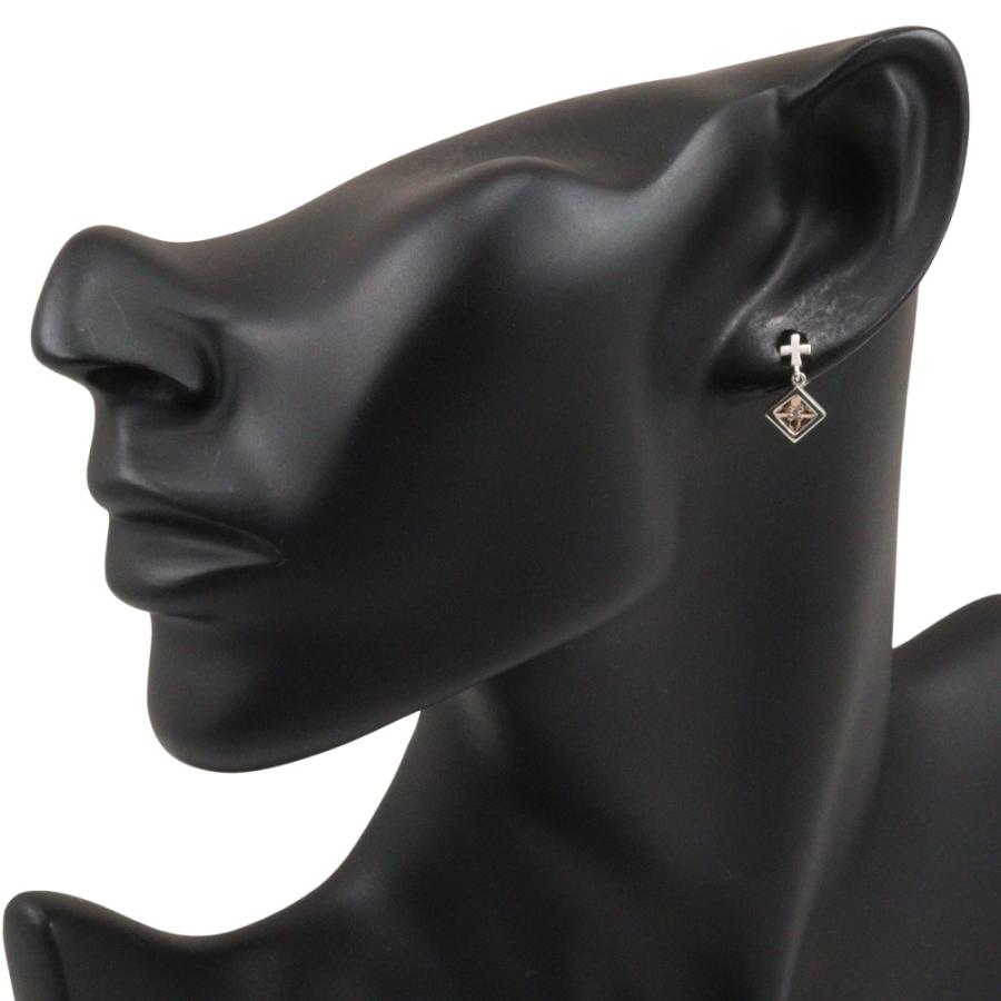 4℃（ヨンドシー） クロス スクエア ピアス K10ホワイトゴールド×K14