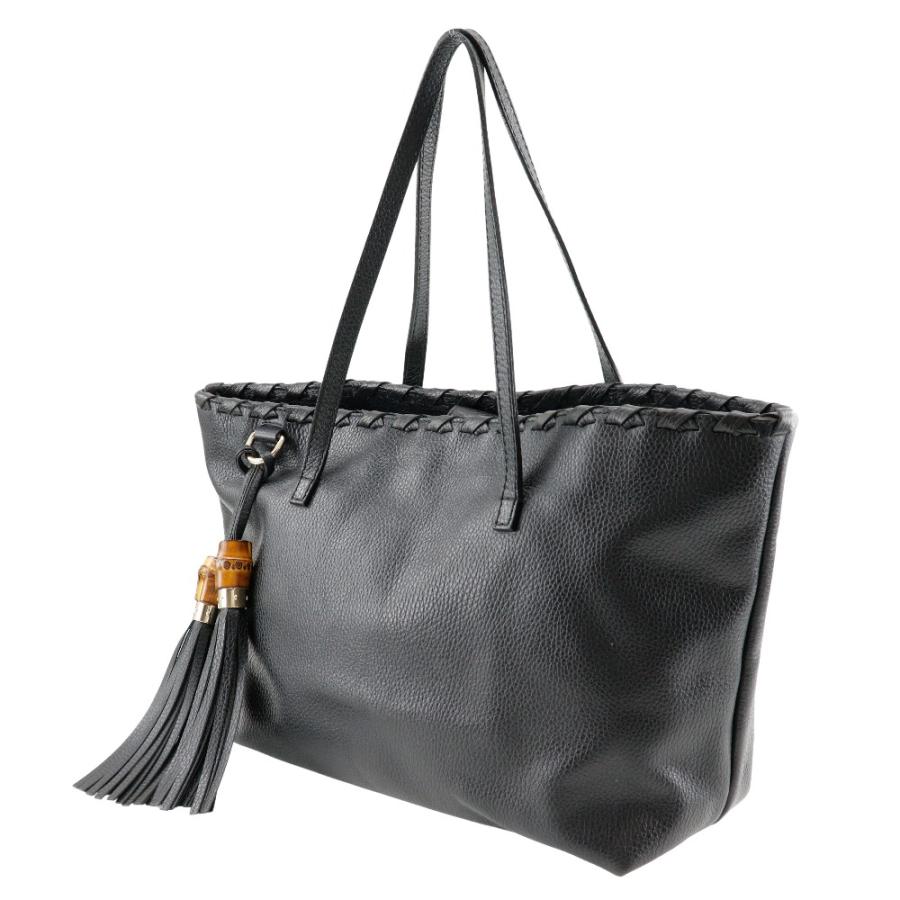 GUCCI グッチ バンブー フリンジ 354665 トートバッグ レザー 黒 