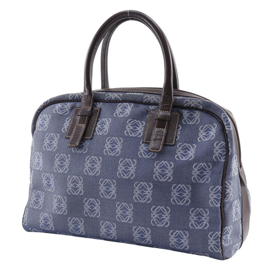 LOEWEロエベ　アナグラム　ミニボストン LOEWE（ロエベ） アナグラム ミニボストン ハンドバッグ デニム 青