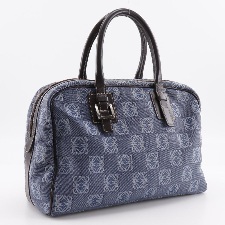 LOEWE（ロエベ） アナグラム ミニボストン ハンドバッグ デニム 青
