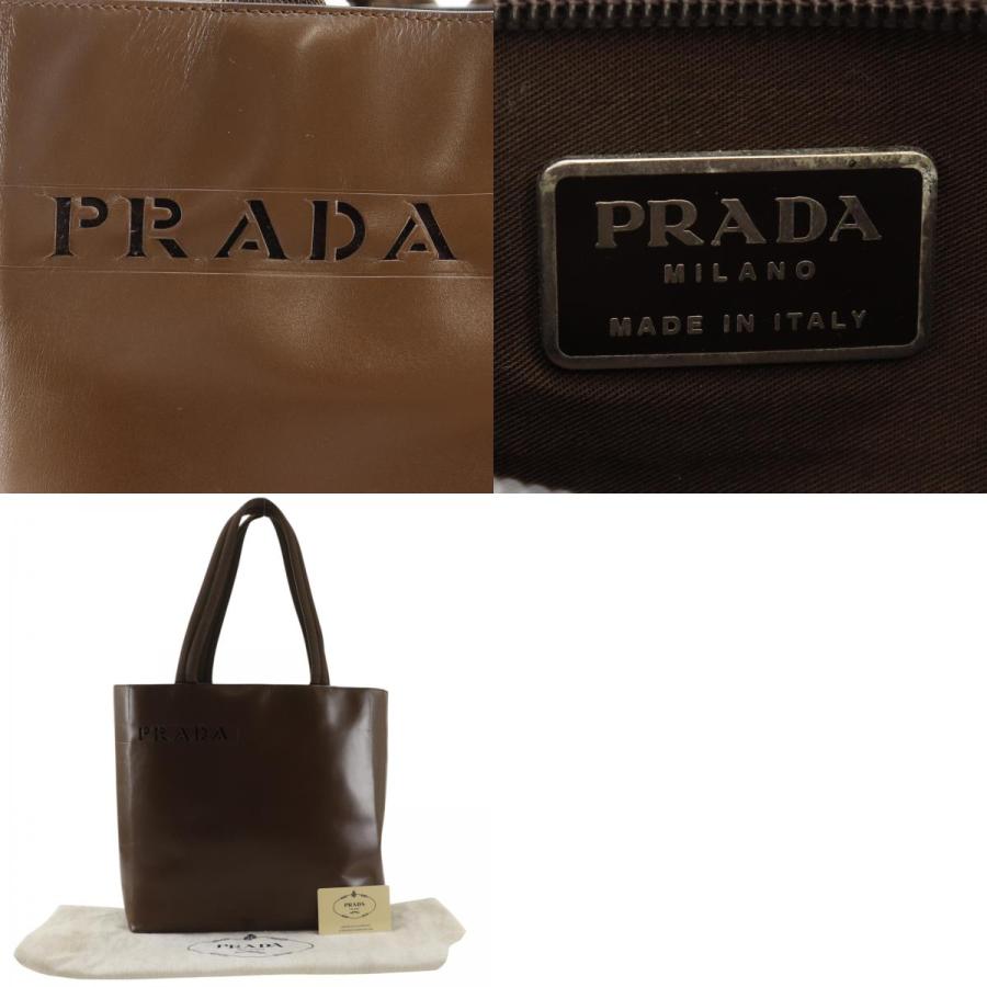 PRADA（プラダ） ロゴ B9314 トートバッグ レザー 茶 レディース