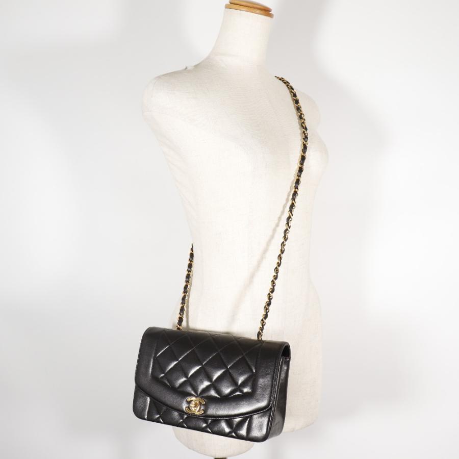 【CHANEL】シャネル チェーンショルダー ココマーク ダイアナ マトラッセ ラムスキン 黒 レディース ショルダーバッグ CHANEL（シャネル） チェーンショルダー ココマーク ダイアナ