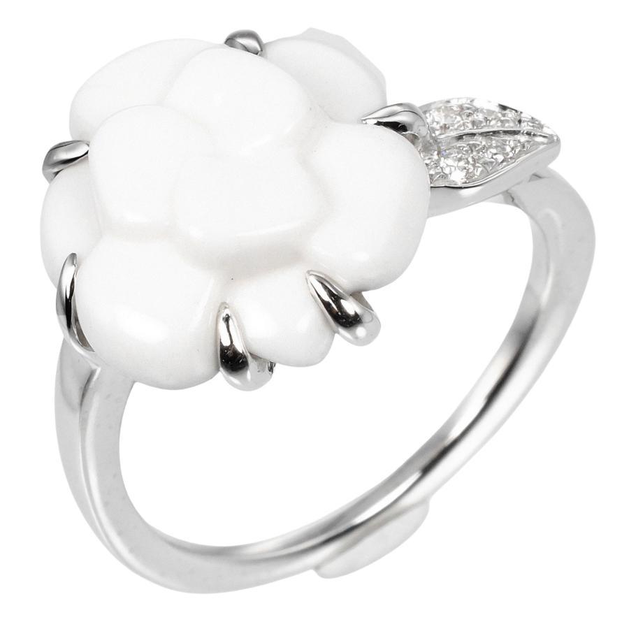 シャネル CHANEL カメリア 7号 リング 指輪 K18WG ホワイト 