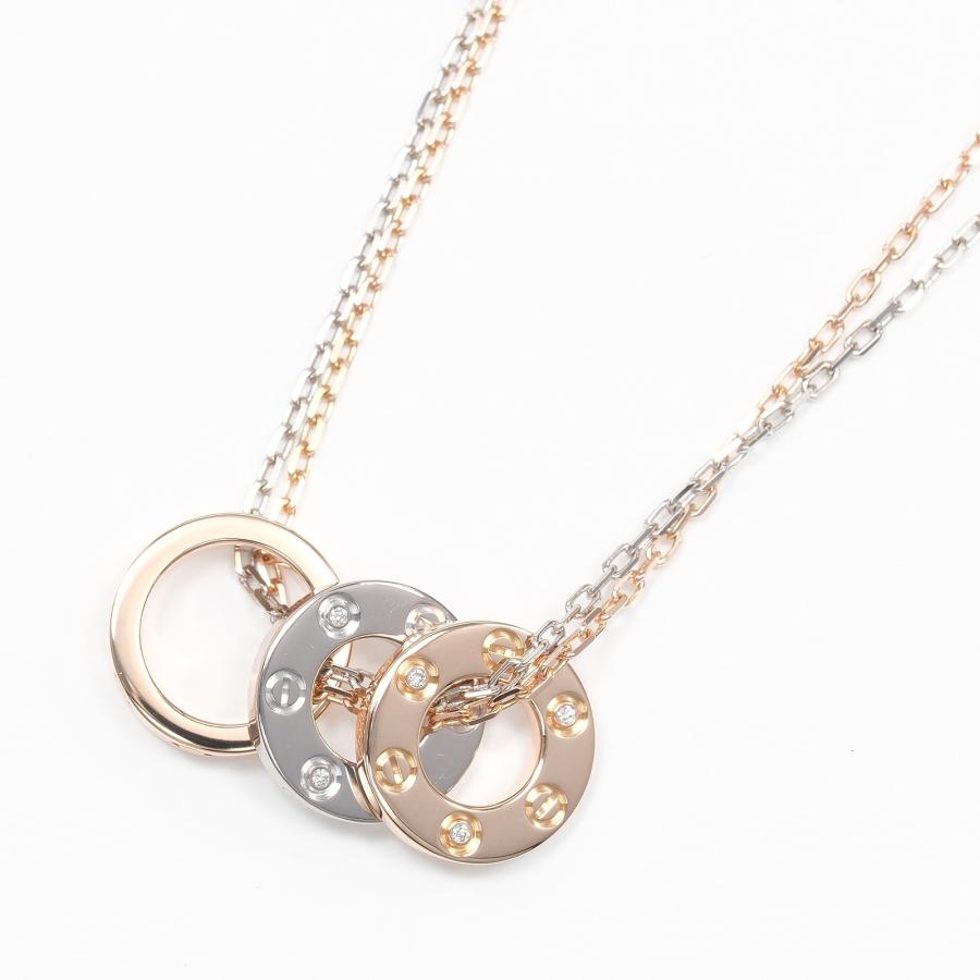 Cartier（カルティエ） ネックレス ラブ スリーフープ K18 PG WG