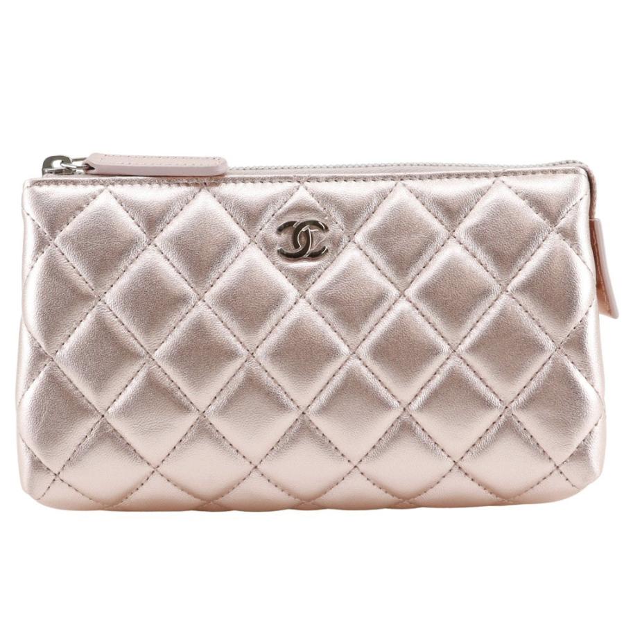 CHANEL シャネル マトラッセ A69259 ラムスキン メタリックピンク ポーチ レディース CHANEL（シャネル） マトラッセ A69259 ポーチ ラムスキン メタリック