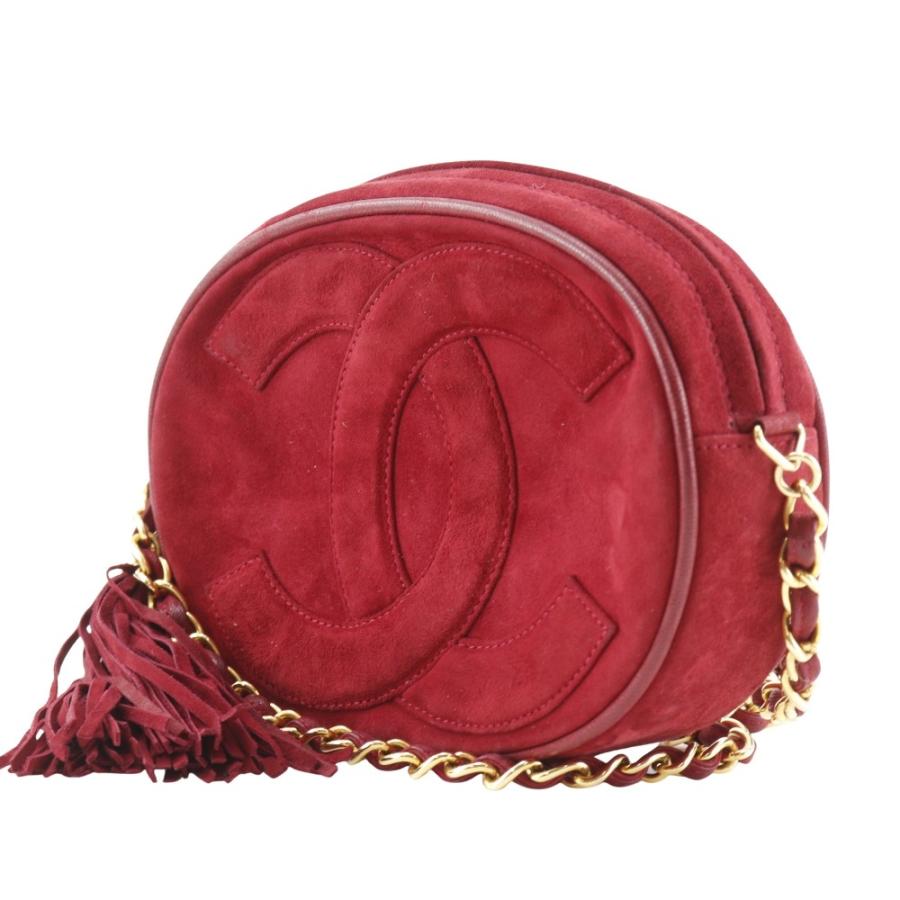 CHANEL スエード ヴィンテージショルダーバッグ ココマーク フリンジ　中古 CHANEL（シャネル） ココマーク チェーンポシェット ヴィンテージ