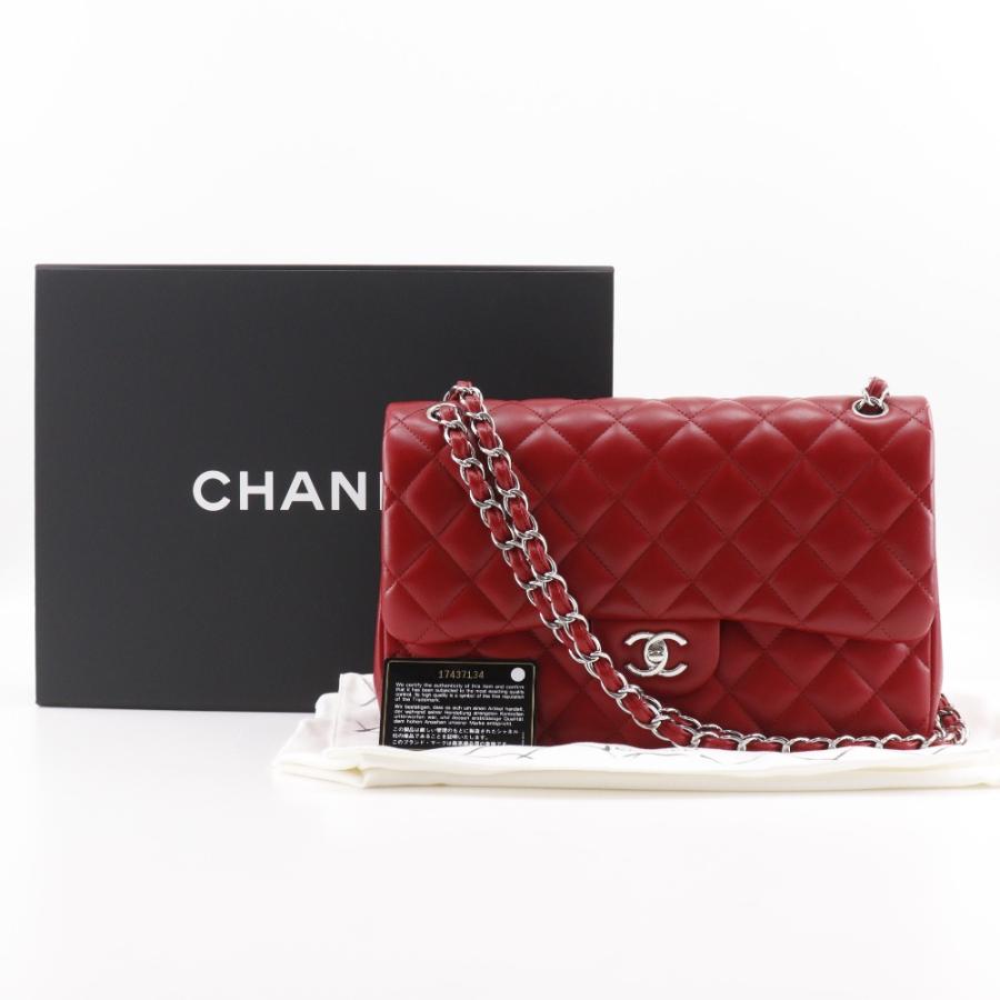 CHANEL シャネル デカマトラッセ30 クラシック ラージチェーンショルダー A58600 ラムスキン 赤 レディース【I191625036】中古の画像