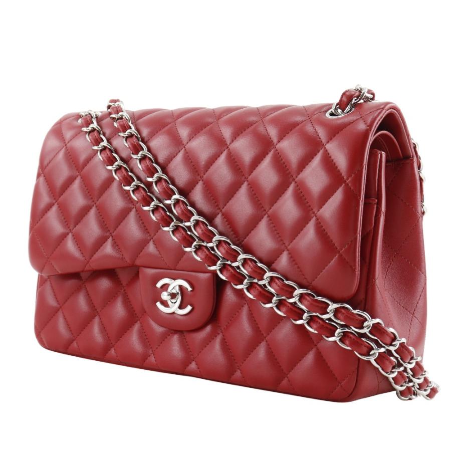 CHANEL シャネル デカマトラッセ30 クラシック ラージチェーンショルダー A58600 ラムスキン 赤 レディース【I191625036】中古の画像
