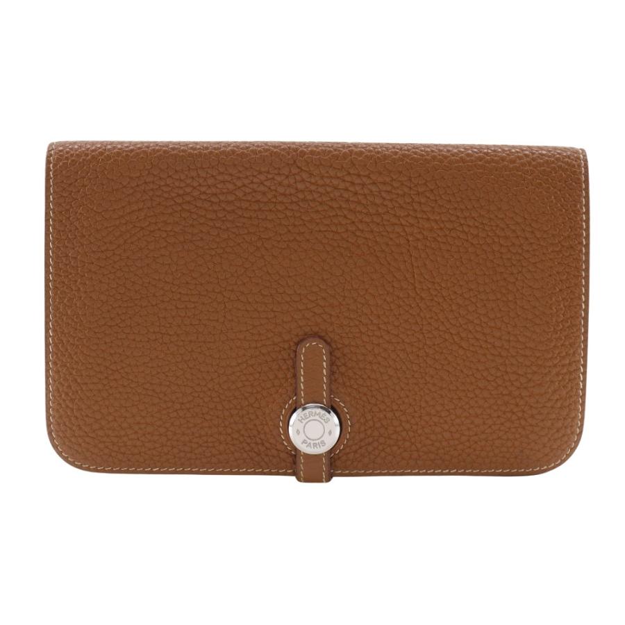 HERMES エルメス ドゴンGM □J 長財布 トリヨンクレマンス ゴールド 茶  