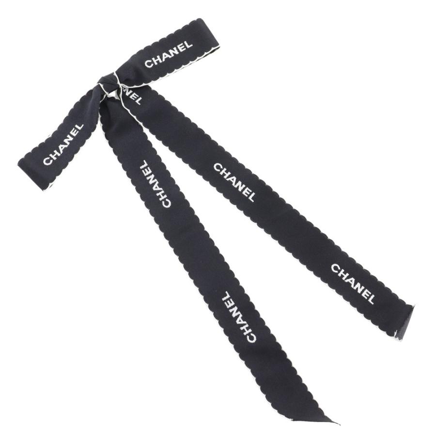 CHANEL（シャネル） リボン ロゴ ヴィンテージ ブローチ サテン 黒/白