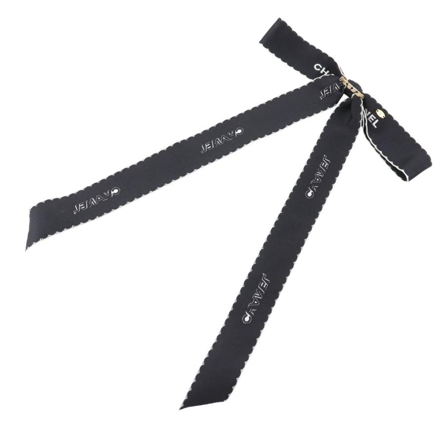 CHANEL（シャネル） リボン ロゴ ヴィンテージ ブローチ サテン 黒/白