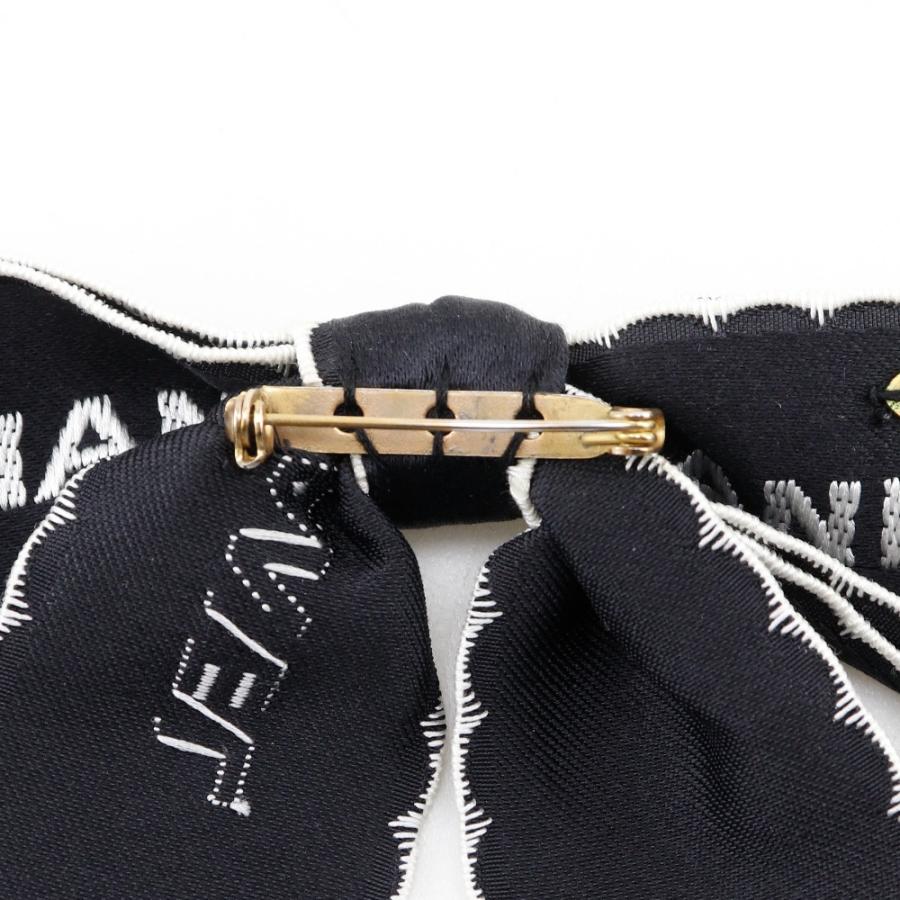 CHANEL（シャネル） リボン ロゴ ヴィンテージ ブローチ サテン 黒/白