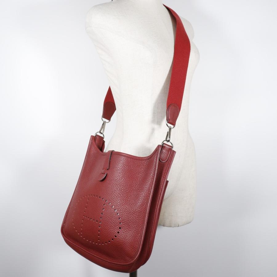 【HERMES】エルメス エブリン2PM トリヨンクレマンス 赤/シルバー金具 □J レディース ショルダーバッグ HERMES - 【HERMES】エルメス エブリン2PM トリヨンクレマンス 赤