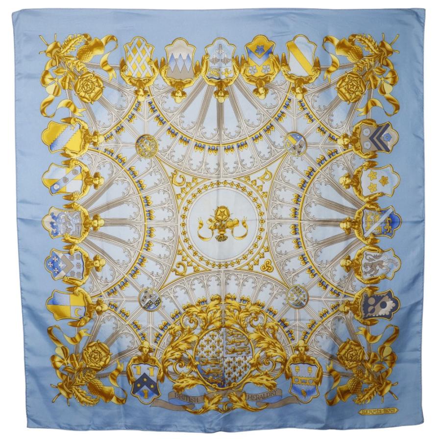 HERMES エルメス カレ90 BRITISH HERALDRY 英国紋章 スカーフ シルク  