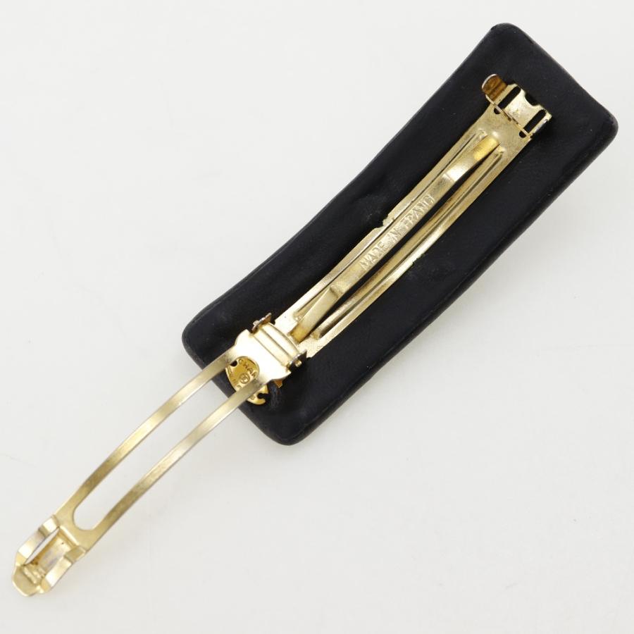 CHANEL シャネル ターンロック ココマーク バレッタ カーフ 黒 レディース【I191824192】中古の画像