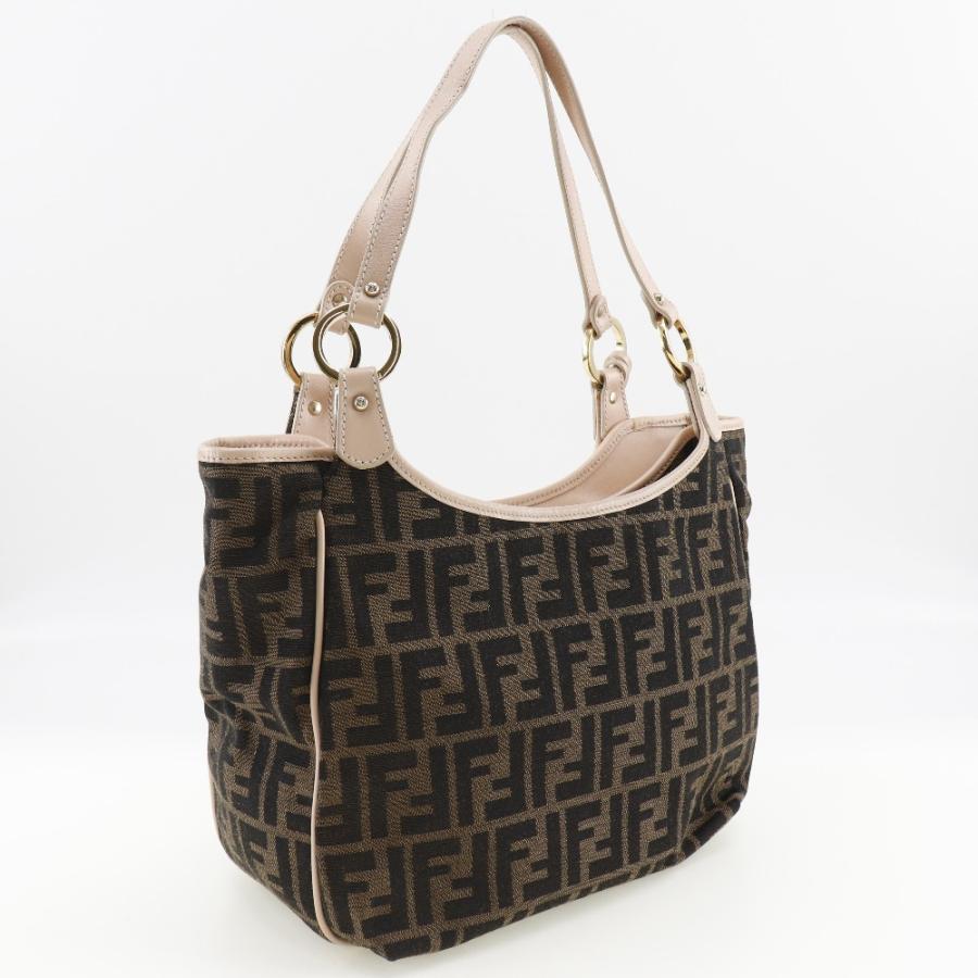 【美品】フェンディ　ズッカ　キャンバス　ロゴチャーム　トートバッグ. FENDI（フェンディ） ズッカ ロゴチャーム 8BH156 トートバッグ