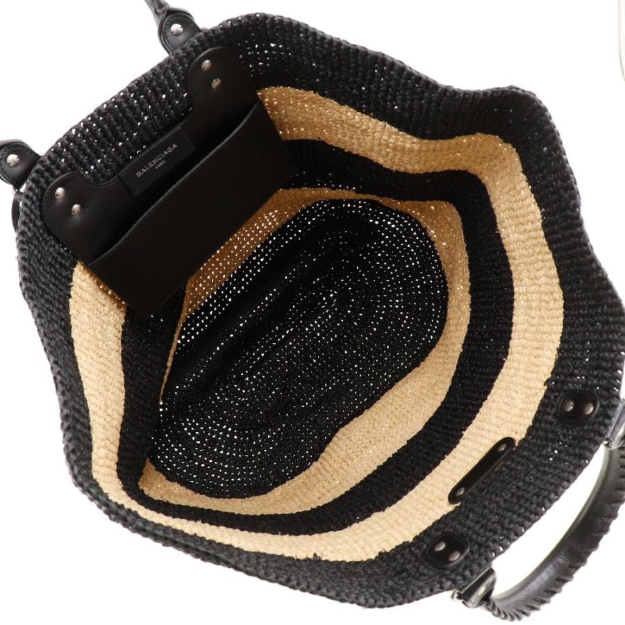 BALENCIAGA バレンシアガ カゴバッグ ボーダー ハンドバッグ ラフィア 