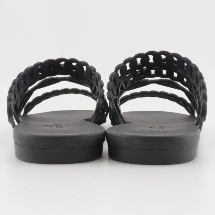 HERMES エルメス シェーヌダンクル サンダル ラバー 黒 レディース  