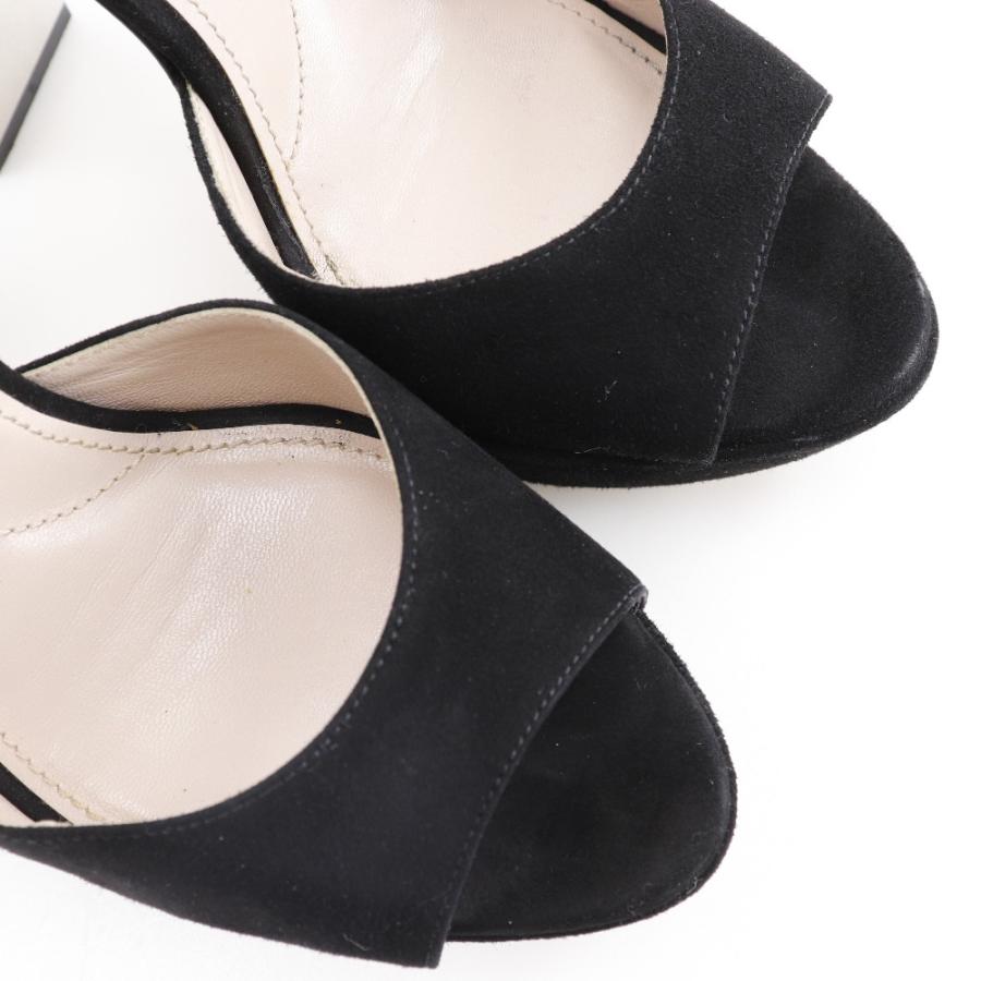 miu MIUMIU ミュウミュウ サンダル スウェード×ラインストーン 黒  