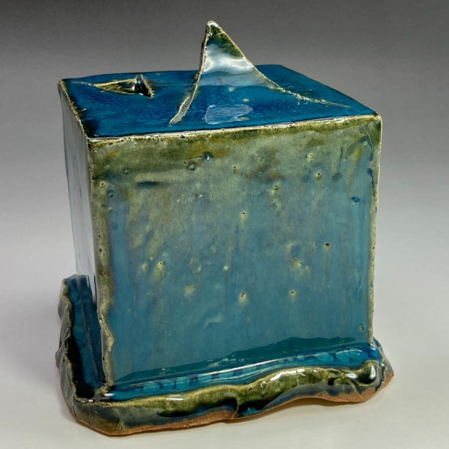 熊倉順吉 作 【 青い飾壺 】 『 前衛陶芸家集団 走泥社 』 置物