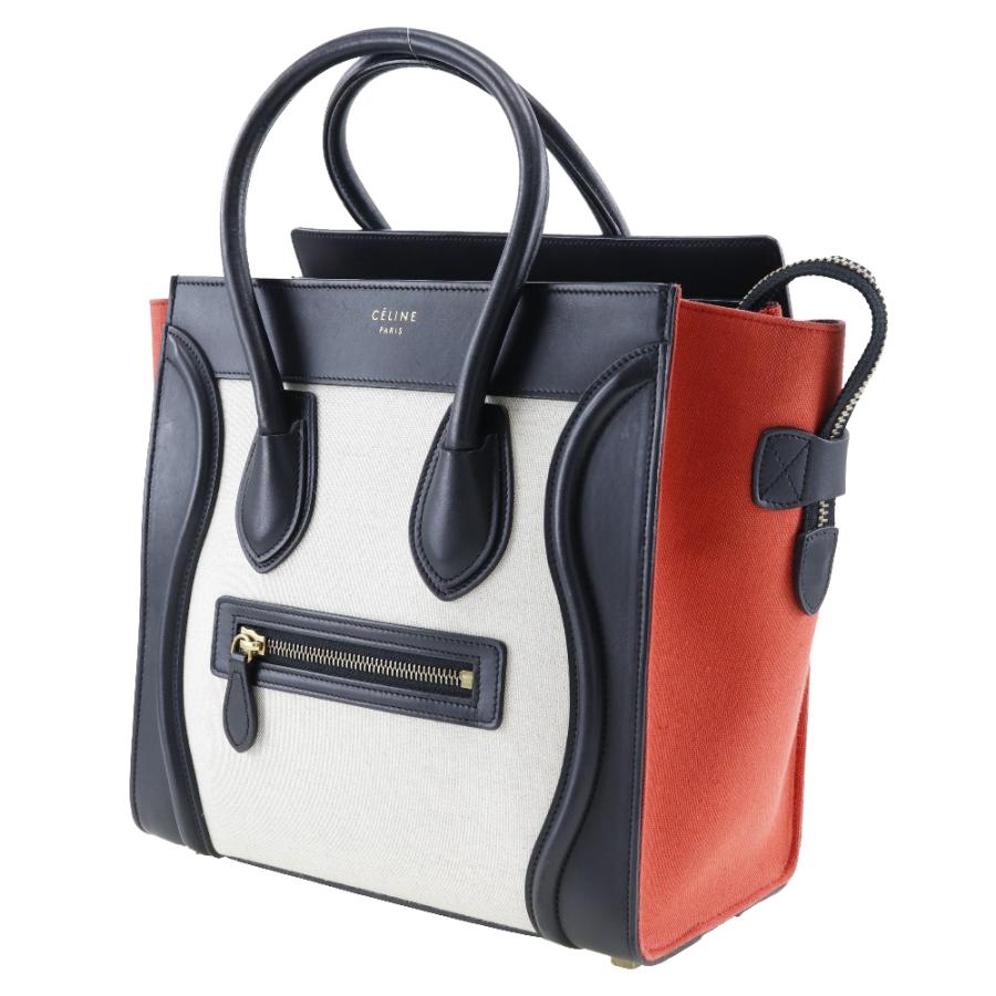 CELINE セリーヌ ラゲージ マイクロショッパー トリコロール 167792 ハンドバッグ カーフ×キャンバス 黒 レディース【I191923020】中古｜crown78｜02