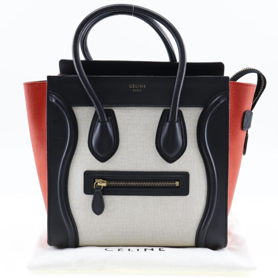 CELINE セリーヌ ラゲージ マイクロショッパー トリコロール 167792 ハンドバッグ カーフ×キャンバス 黒 レディース【I191923020】中古｜crown78｜08